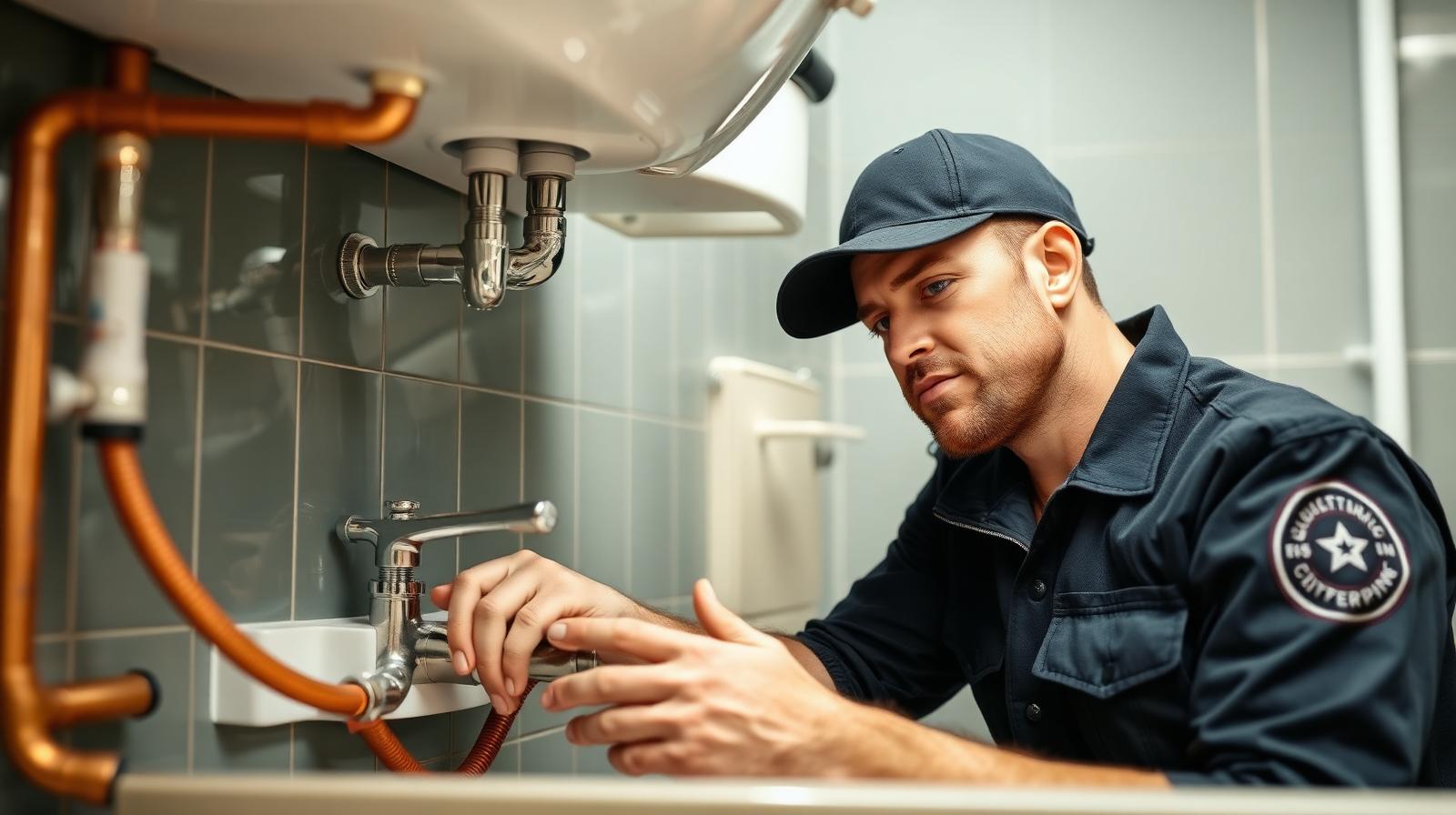Professional plumber at work